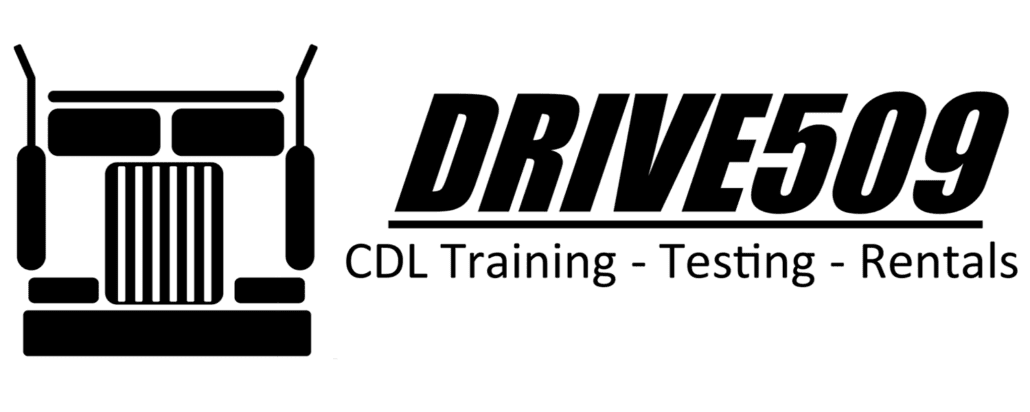 The logo of Drive509 showcases a stylized front view of a truck, highlighting its services in CDL training, testing, and rentals. This design effectively uses SEO keywords to enhance visibility.