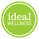 Green circular logo with the words "ideal wellness" written in white font for our clients.