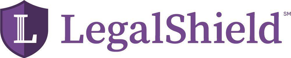 Logo of legalshield, an industry-leading company, featuring a column on a shield design with the company name in purple text.