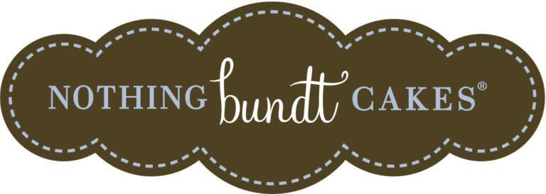 Logo of nothing bundt cakes, featuring stylized text on a brown background with a border resembling a cake shape, designed to enhance client retention.