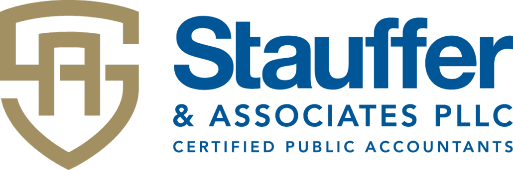 The image displays a logo for Stauffer & Associates PLLC, aimed at engaging clients and supporting SEO efforts, featuring a stylized 'S' within a shield design adjacent to the text, indicating that