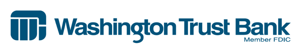 Logo of Washington Trust Bank, designated as a "Member FDIC" to the right, indicating its banking services.